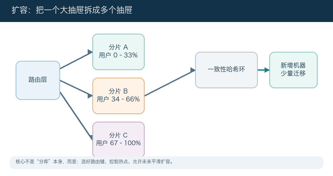扩容、分片与复制核心数据流示意图